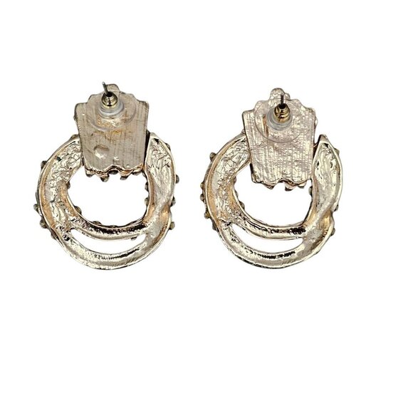 SOHI Macy's Women's Gold Twisted Metallic Drop Crystal Earrings - Picture 4 of 4